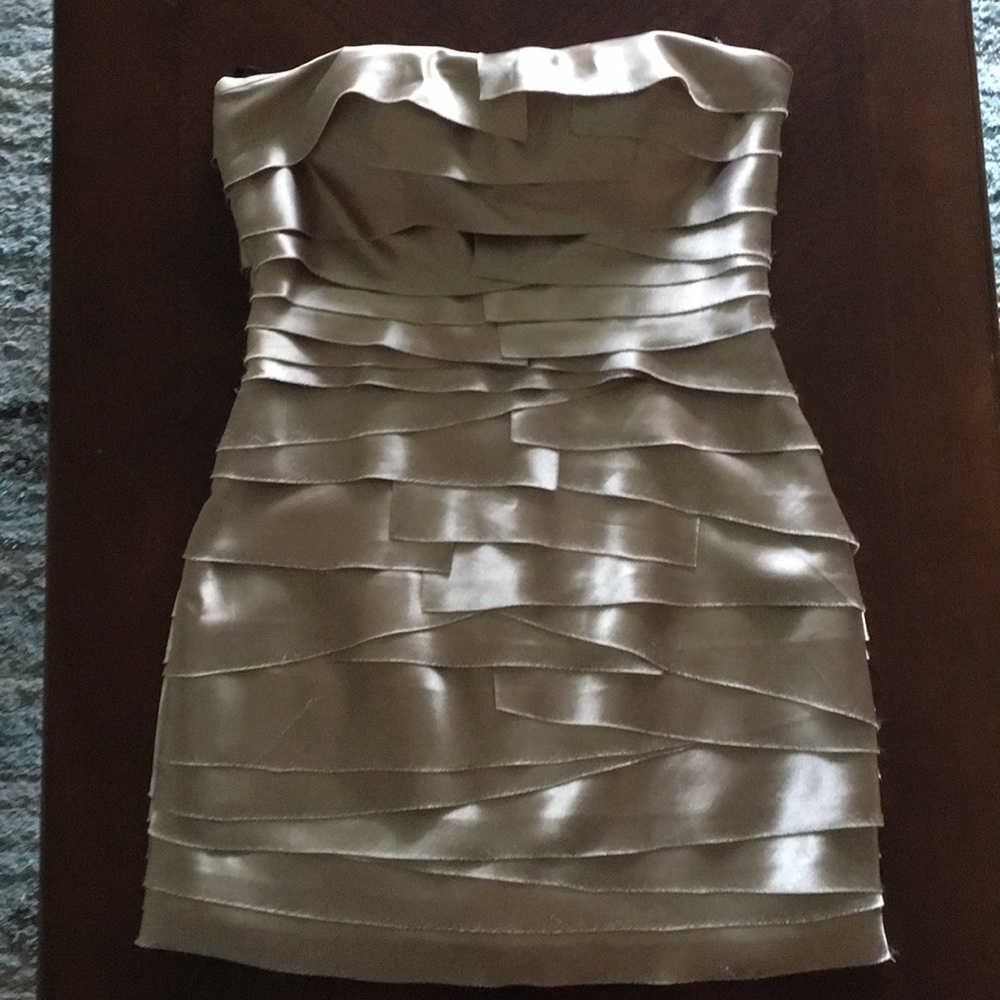 Bebe Super Sexy Champagne Strapless Fitted Dress